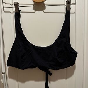Prana Black Ribbed Tie-Back Bikini Top